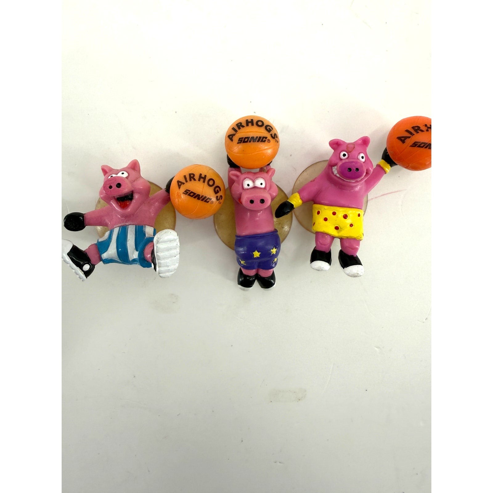 Vintage AirHogs Sonic Basketball Pig Suction Cup Figures Stocking Stuffers Set 3