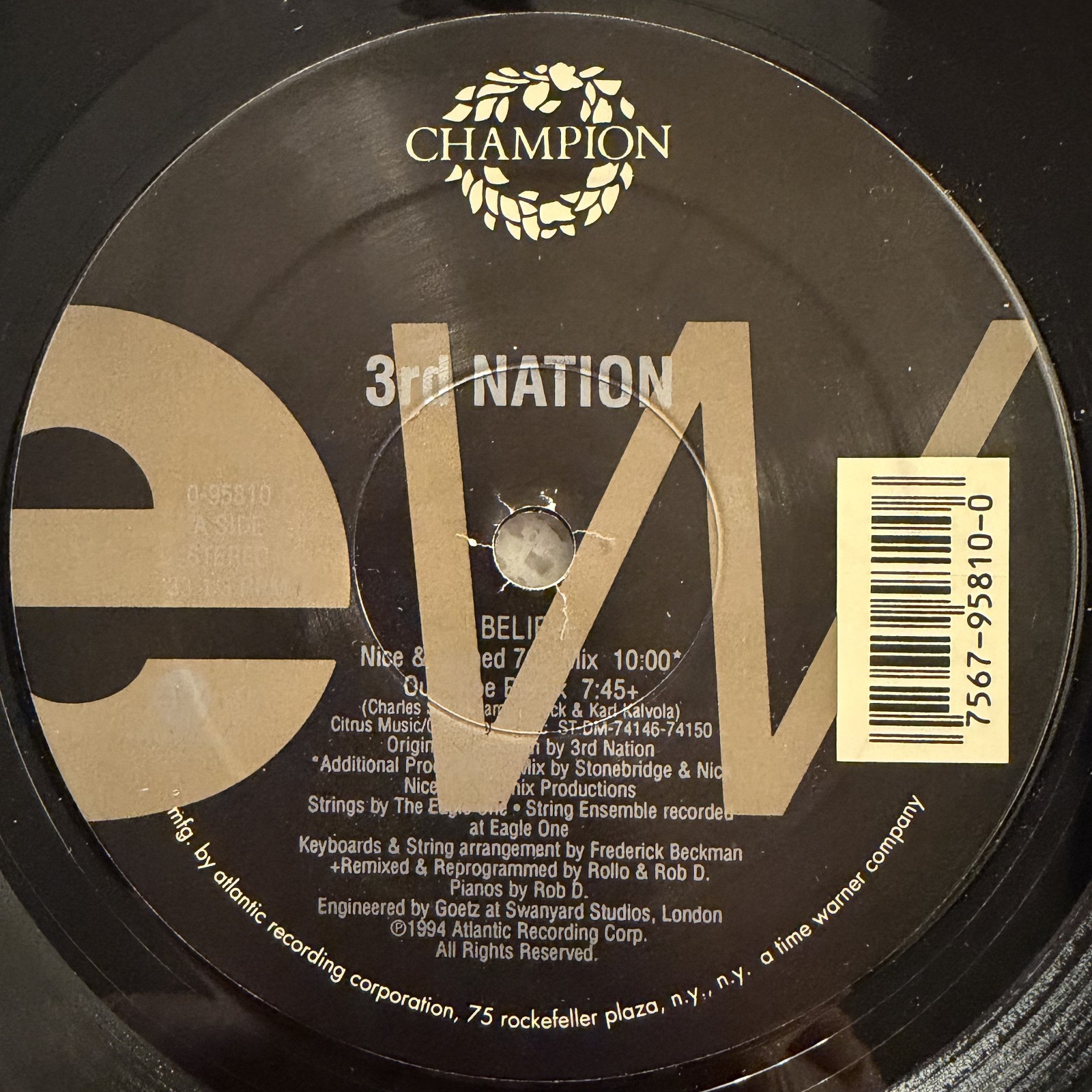 3rd Nation - I Believe (Nice & Stoned 70's Mix) 12" Champion 1994
