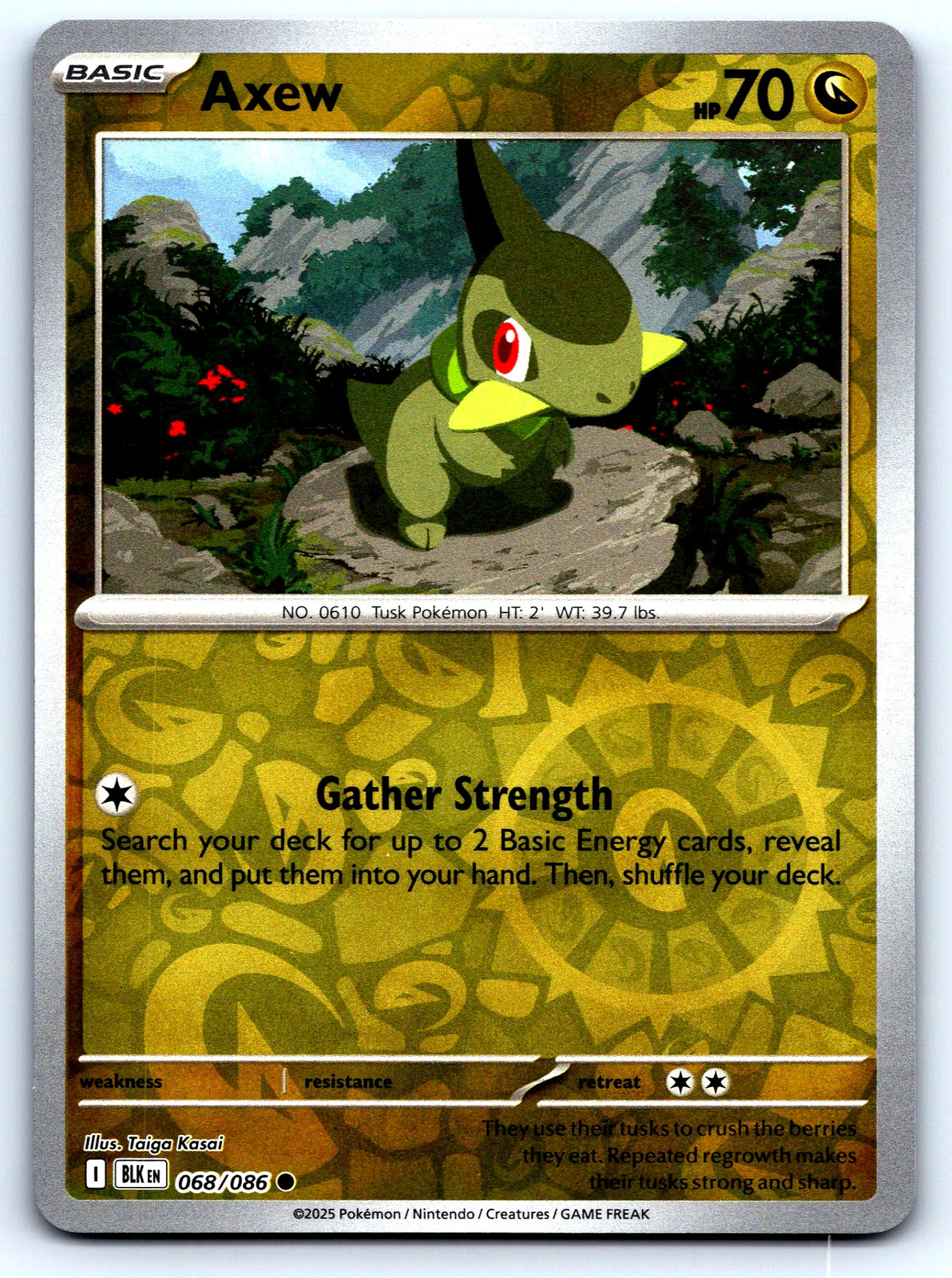 Carta Pokemon Axew Black Bolt #68 Reverse Holo quasi nuova