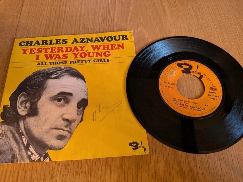 45 tours Charles Aznavour : Yesterday, when i was young