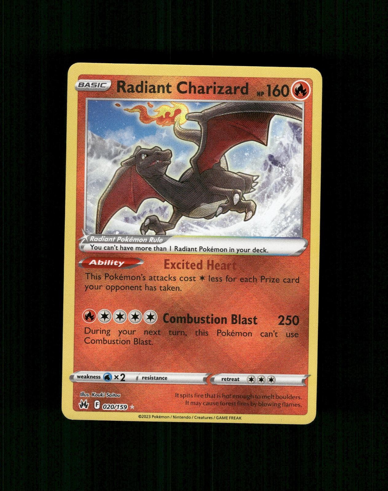 RADIANT CHARIZARD 020/159 RADIANT RARA CORONA ZENITH POKEMON QUASI NUOVO