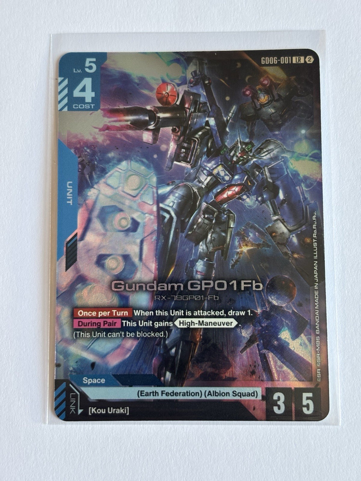 GUNDAM TCG Gundam GP01fb GD06-001 LR In Hand 