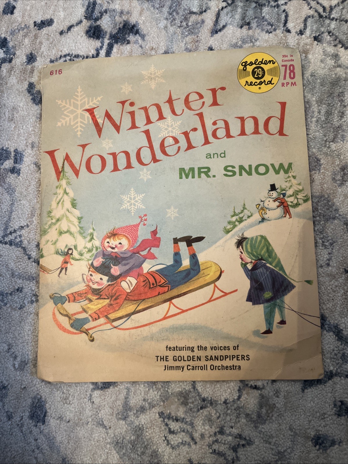 Winter Wonderland and Mr. Snow 45 RPM Vinyl 1960 Vintage Golden Records RARE