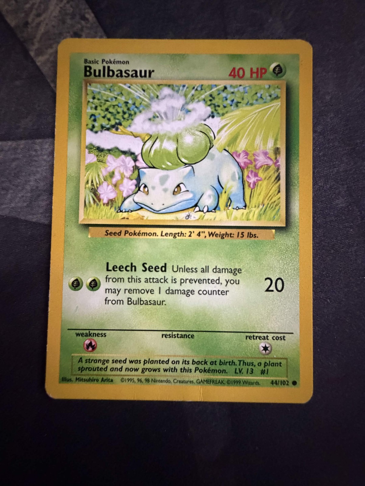 Bulbasaur 44/102 Common Base Set Unlimited Pokemon LP
