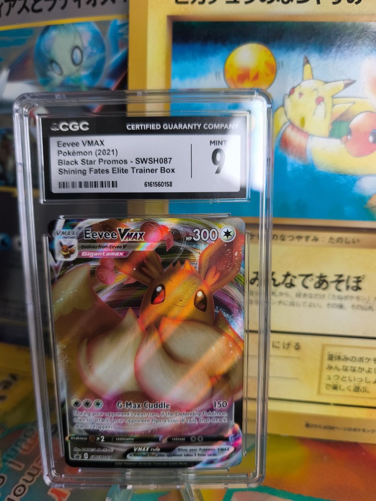 Carta Pokemon Eevee evoli vmax Shing fates promo trainer box Holo 2021 CGC 9 Eng