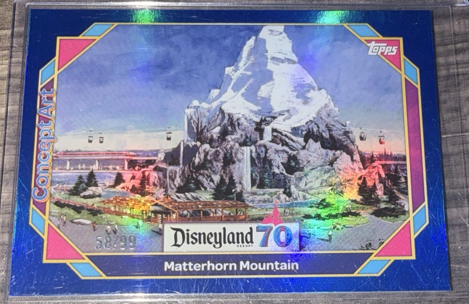 2025 Topps Disneyland 70th Matterhorn Mountain #136 Blue Foil 58/99
