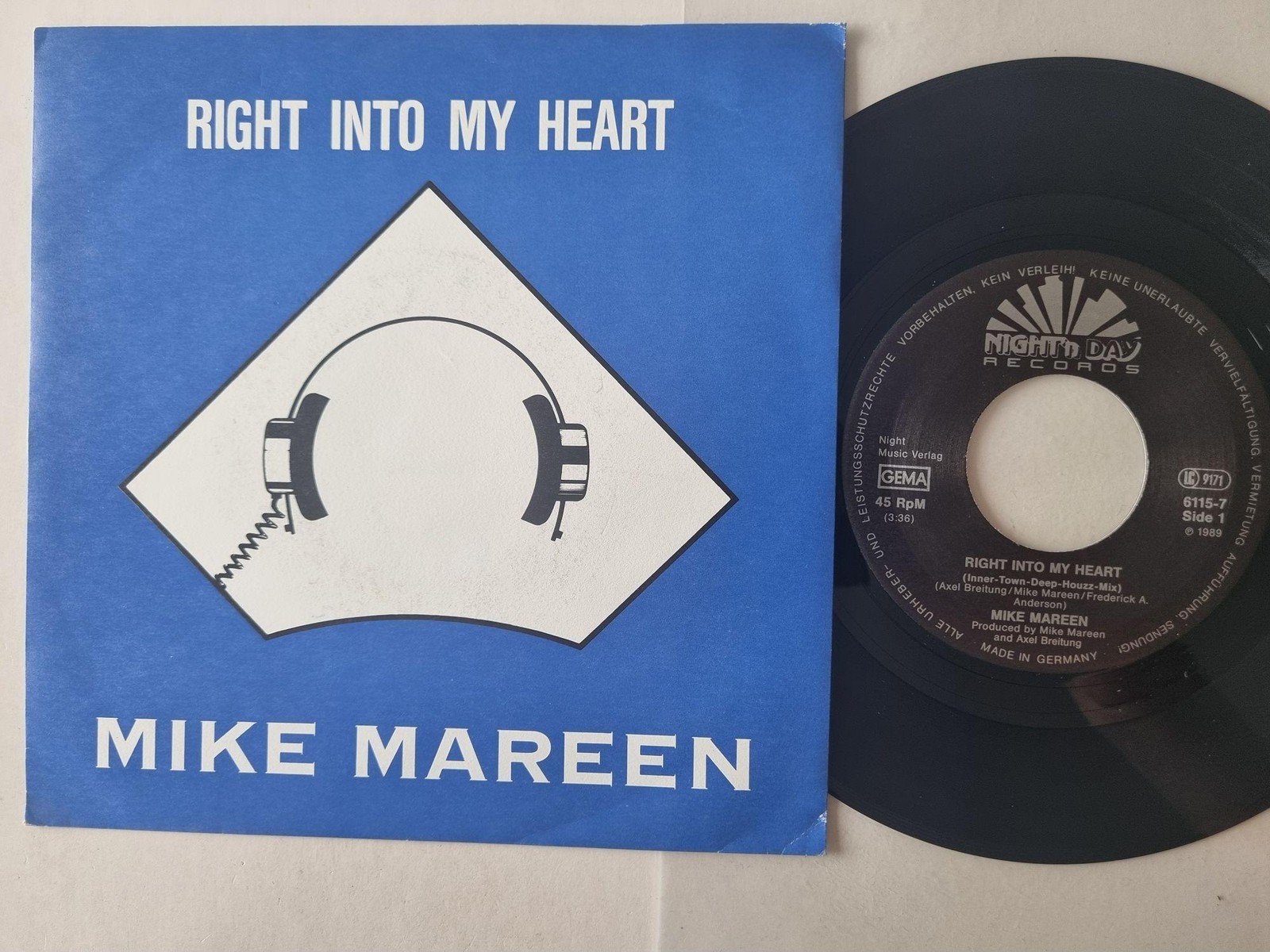 Mike Mareen - Right Into My Heart 7'' Vinyl Germany