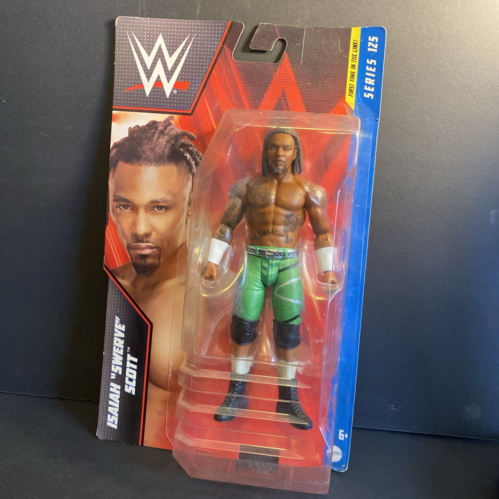 WWE Mattel Isaiah Swerve Scott Action Figure Series #125 sigillato AEW confezione danneggiata