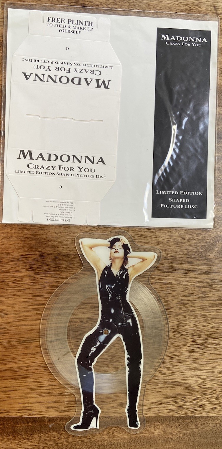 MADONNA Crazy For You shaped vinyl picture disc 7" single with plinth 1991 NM