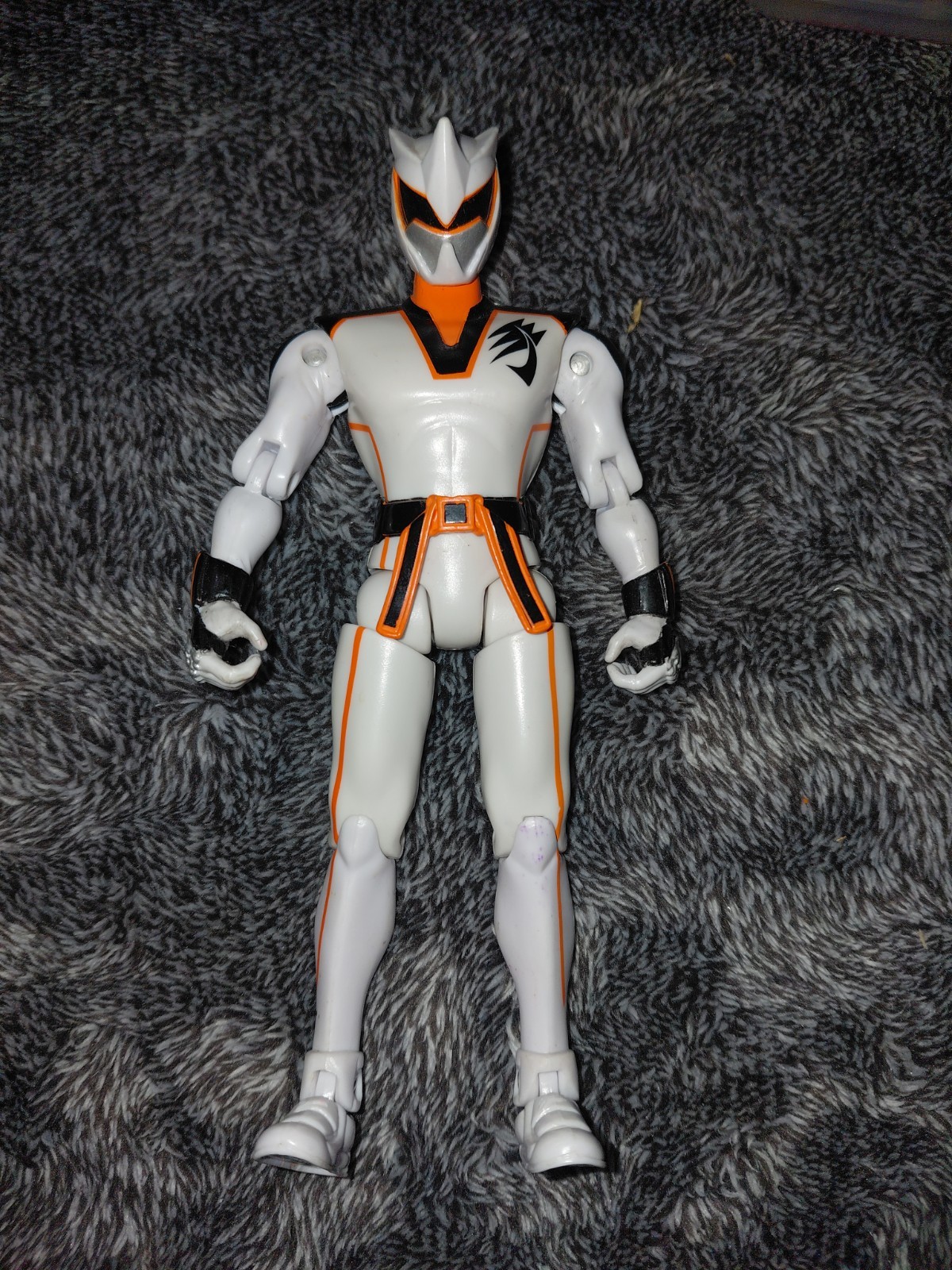 Modellino giocattolo POWER RANGERS Jungle Fury Rhino White Ranger 6" Bandai 2008