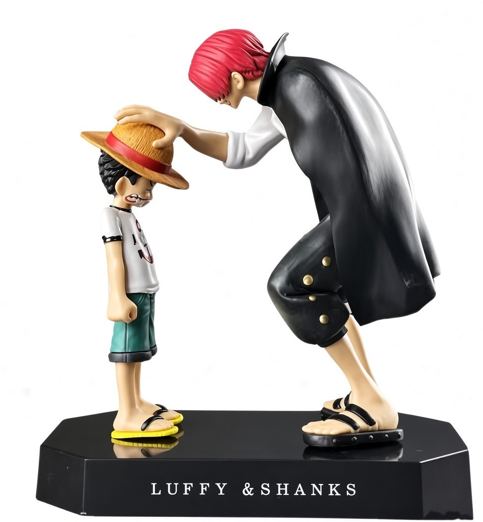 One Piece Luffy & Shanks 18cm PVC Figure Straw Hat Scene Bandai