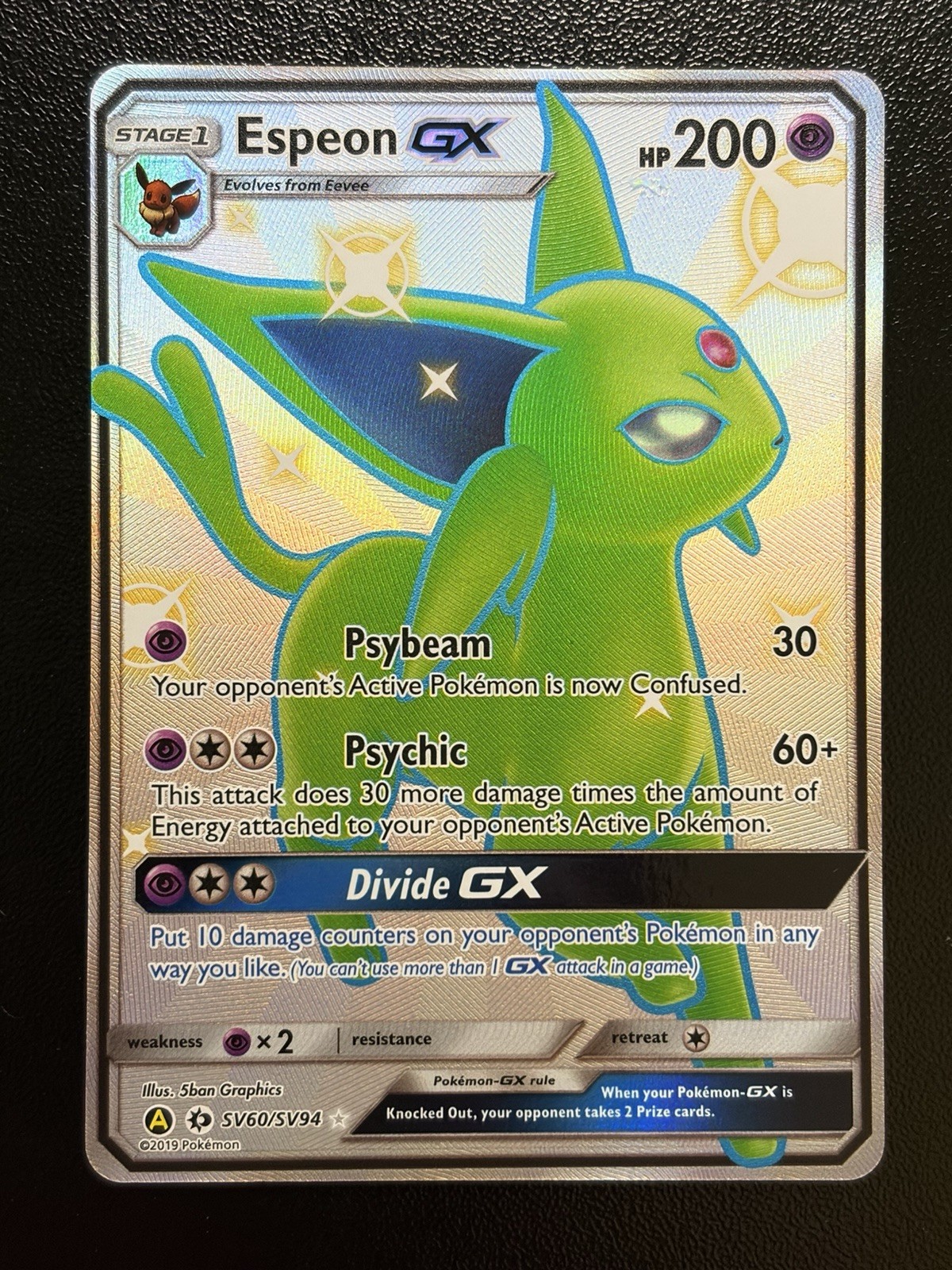 Espeon GX SV60/SV94 Shiny GX Raro Destino Nascosto Shiny Vault Pokemon Holo quasi nuovo