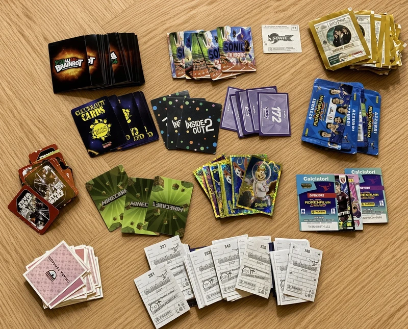 Lotto Carte E Cards Vintage Miste Harry Potter Sonic Star Wars Minecraft Inside Out Calciatori