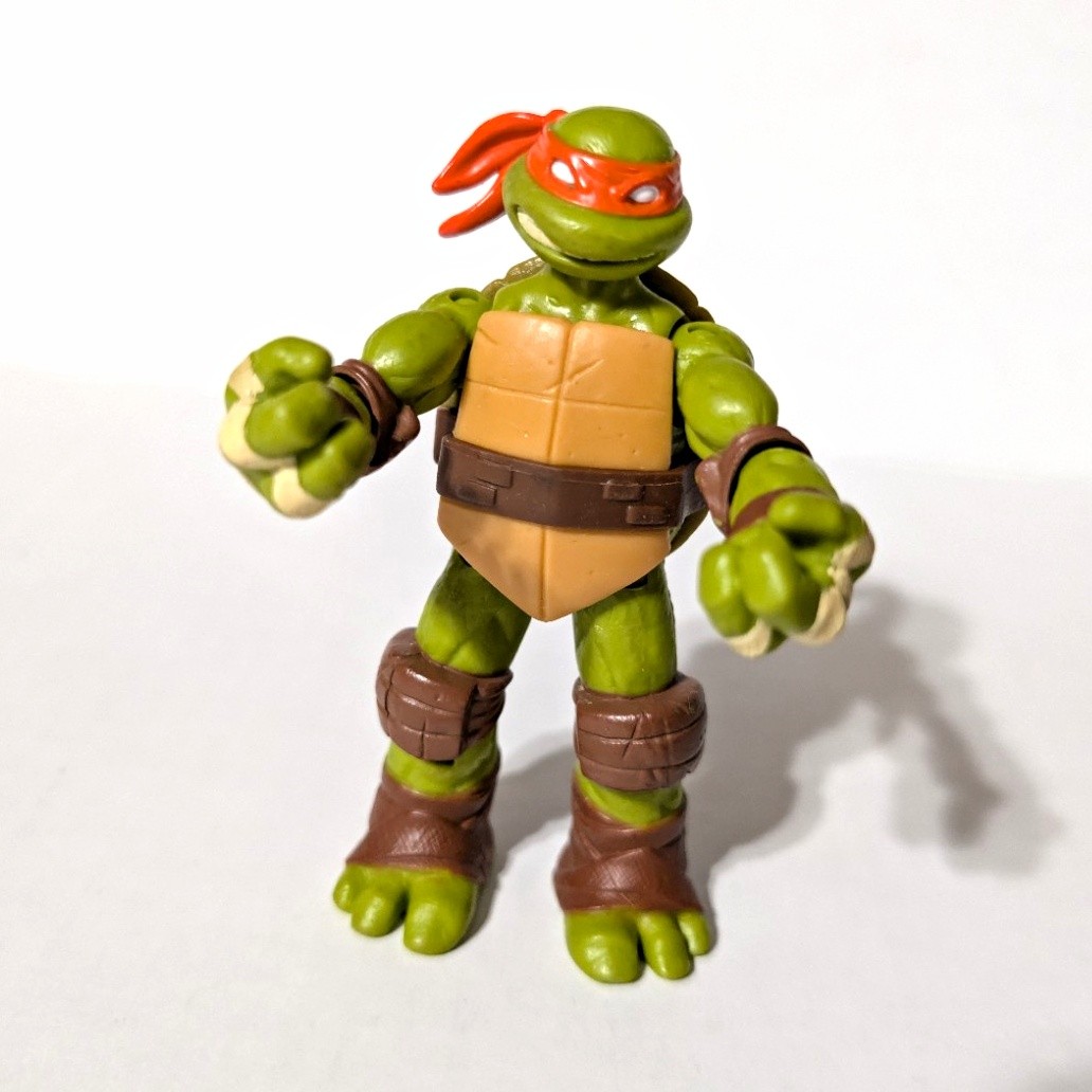 Nickelodeon TMNT Michelangelo Turtle Action Figure 5 in Orange Mask Plastic
