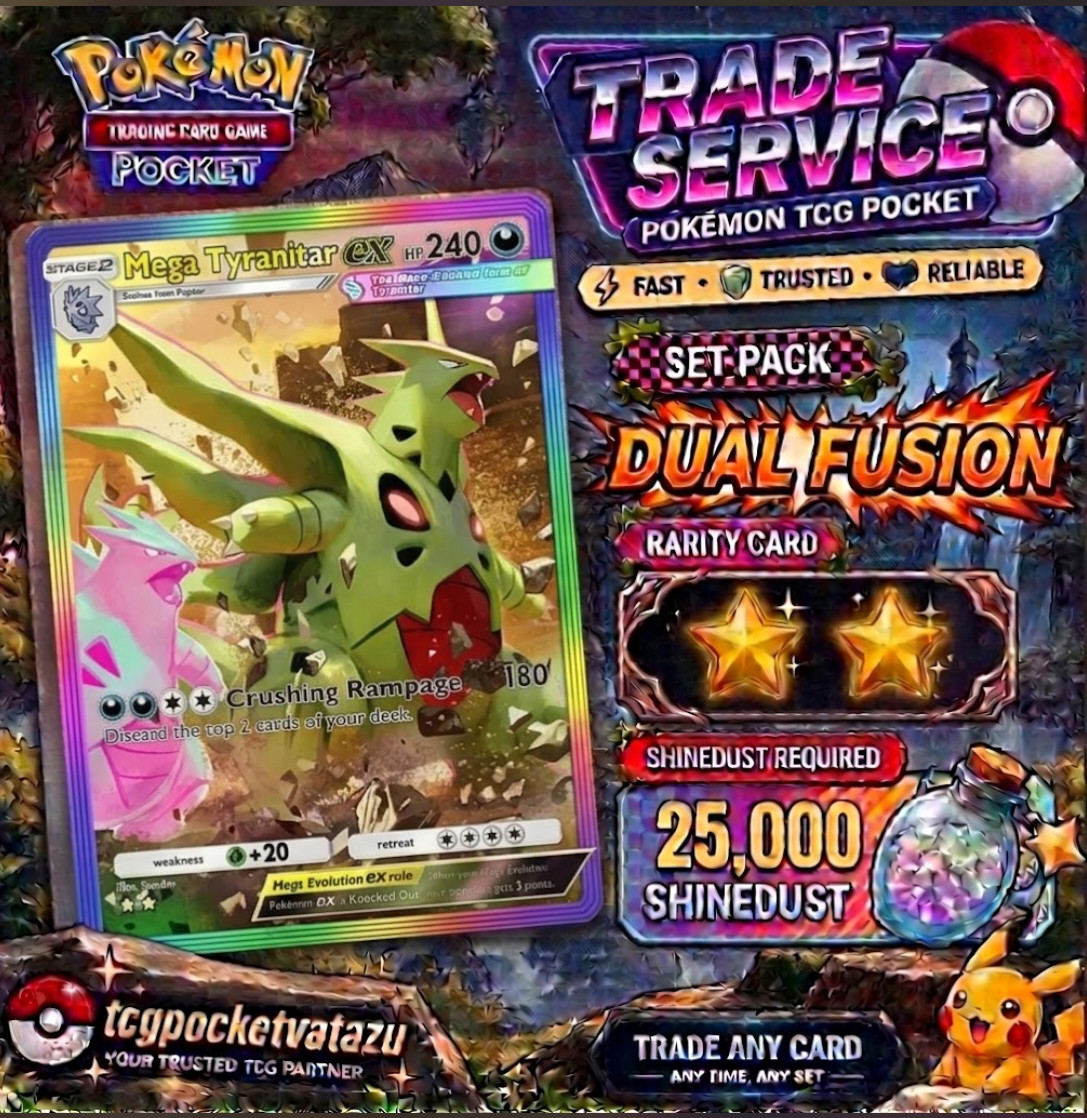 [FAST] Pokemon TCG Pocket - Mega Tyranitar EX - Rainbow 2 Star - English