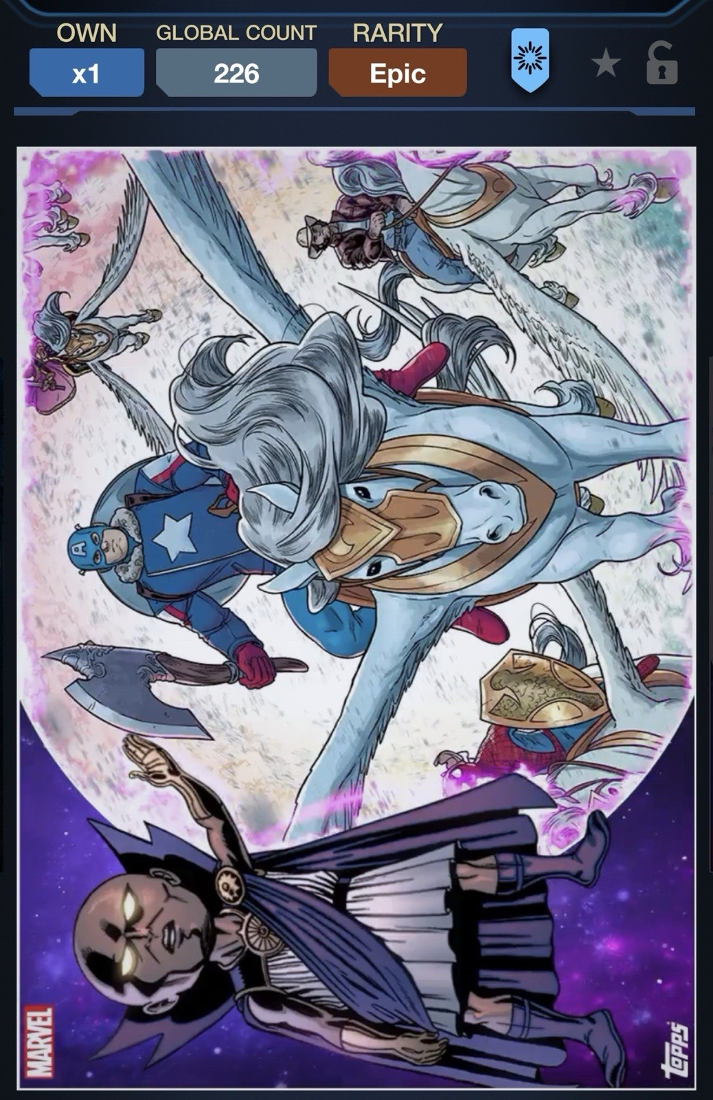 22 Topps Marvel Collect DIGITALE What If Watch This Viola EPIC Guerra dei Regni