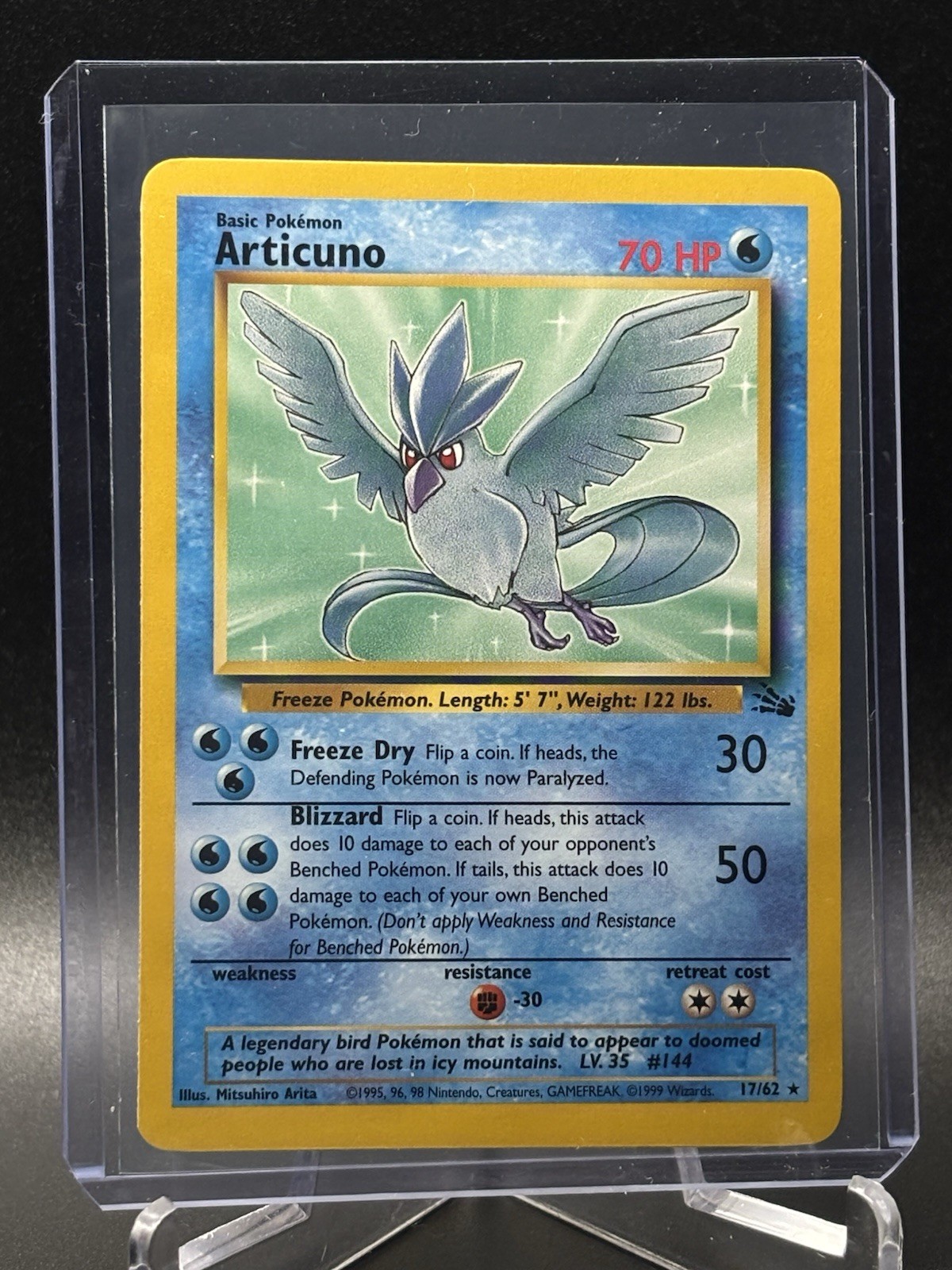 Articuno 17/62 Unlimited Rare Fossil Pokemon 1999 LP Non Holo