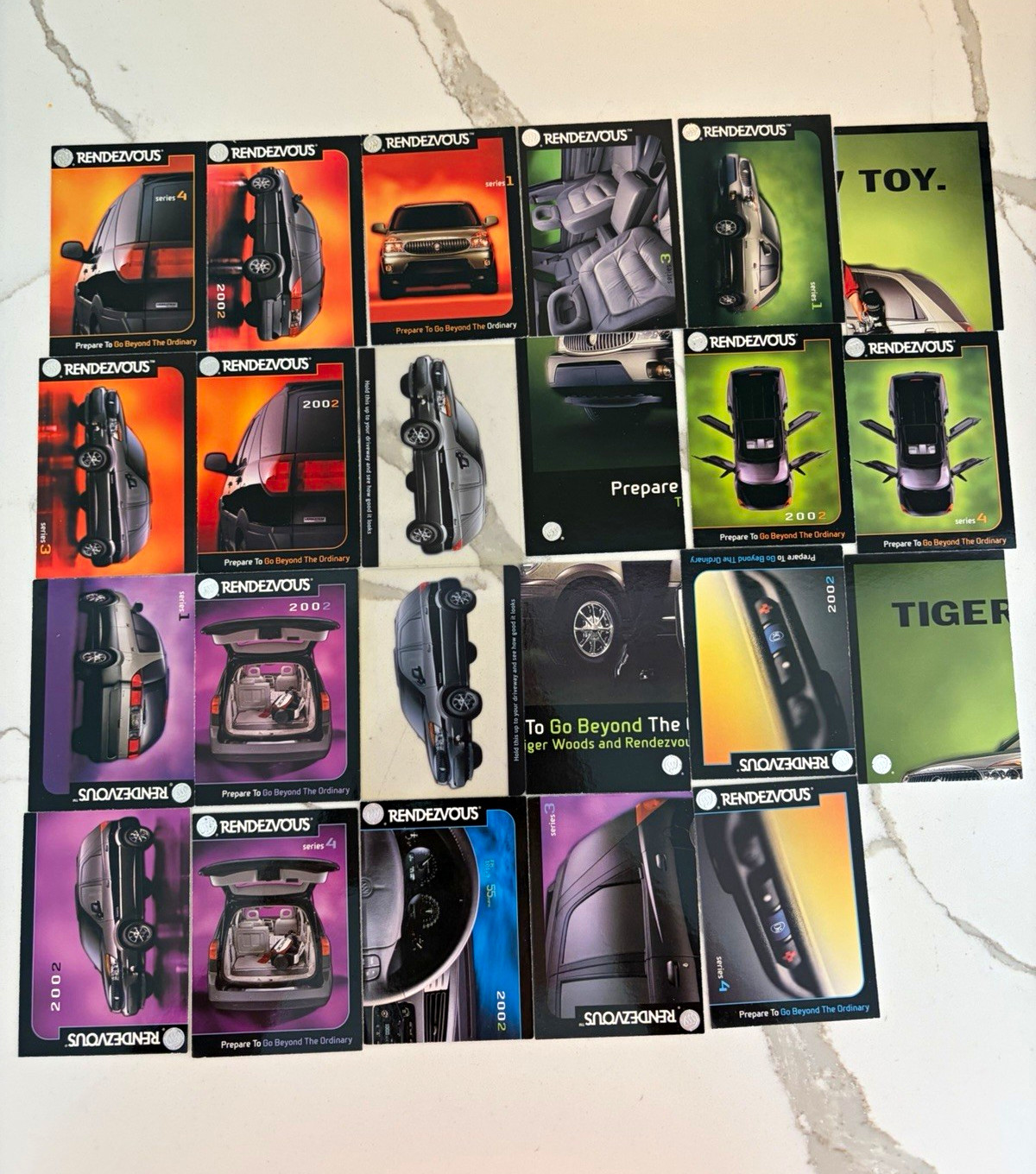 Buick 2002 Rendezvous Promo Trading Card Lot 23 Cards Tiger Woods Series 1/4