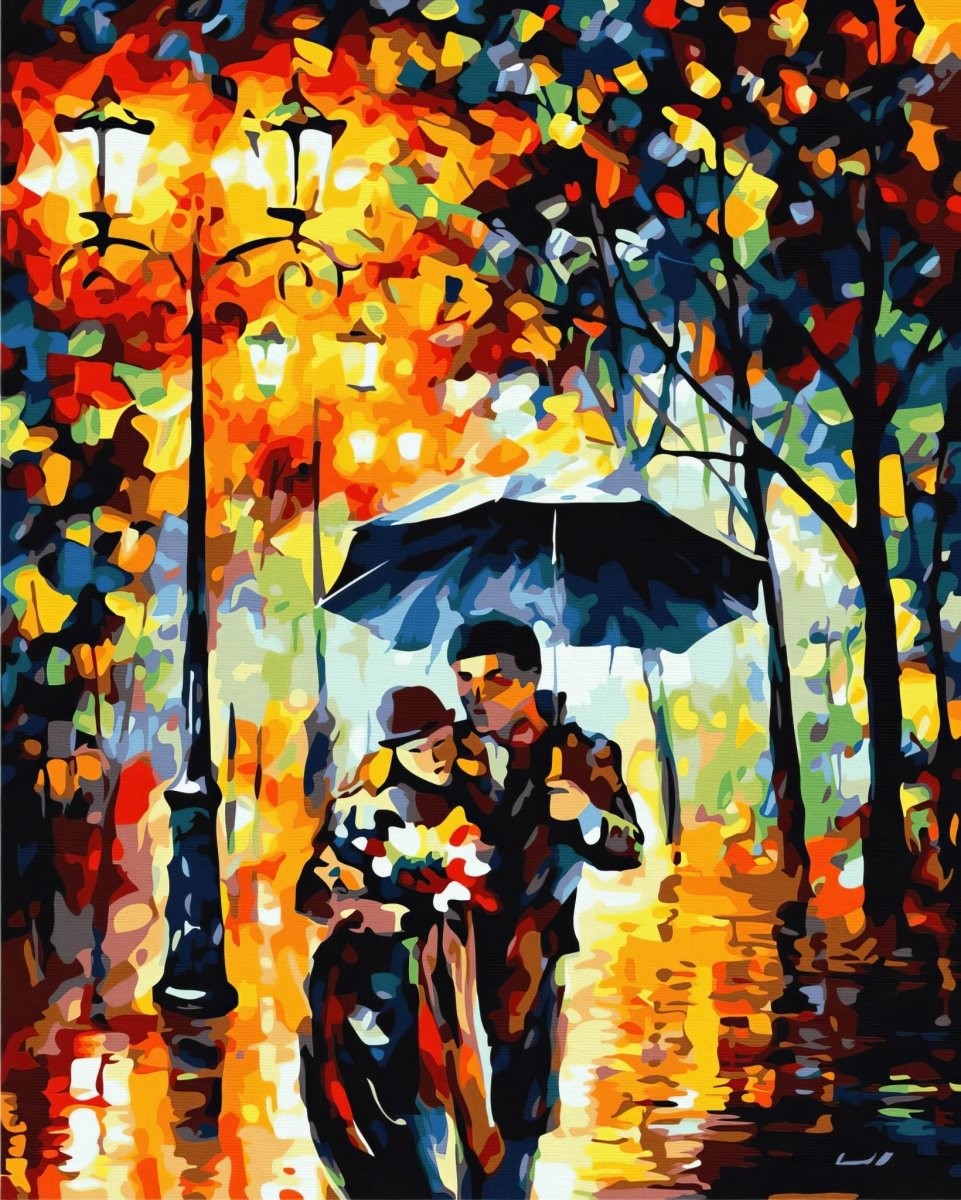 Set di dipinti con i numeri numero due, sotto la lanterna, 40x50