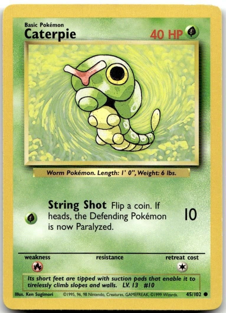 Caterpie Base Set #045/102 Pokemon TCG Card LP