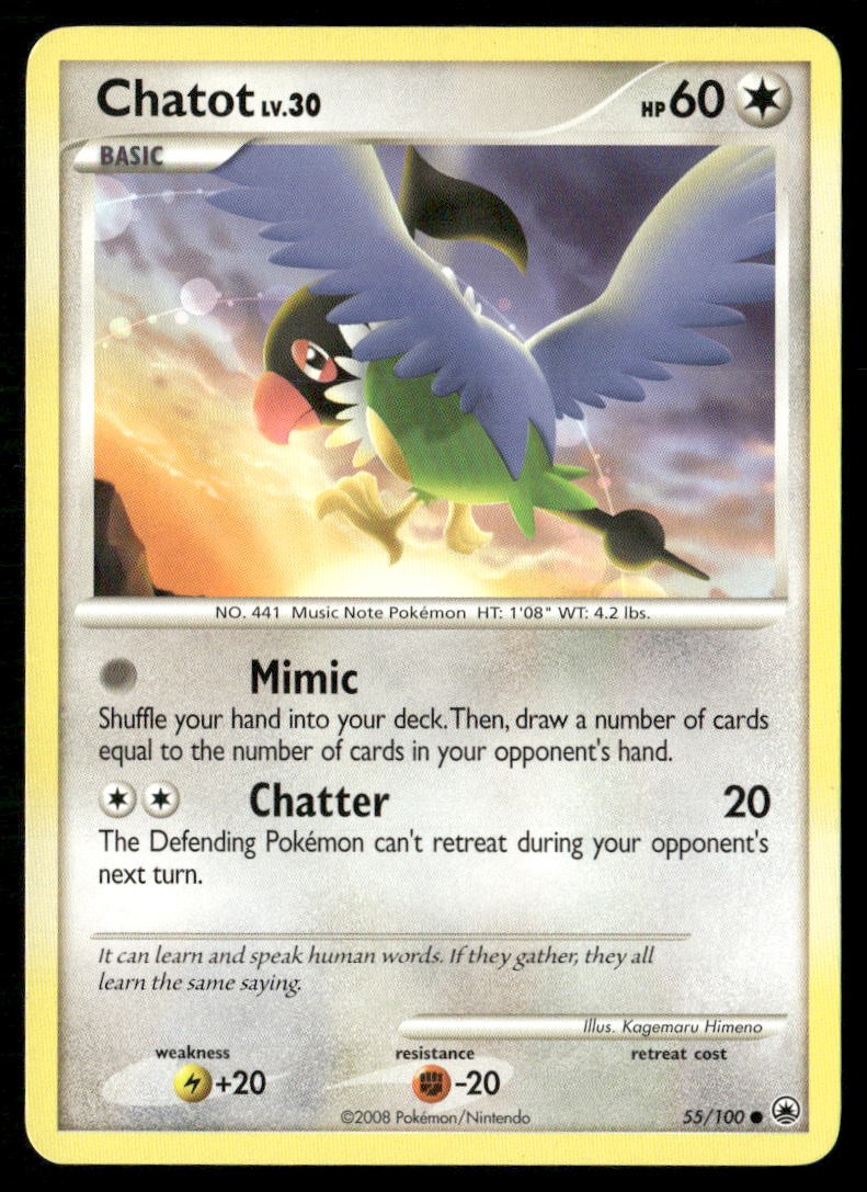 Chatot 55/100 Pokemon Alba Maestosa Comune Molto Giocato