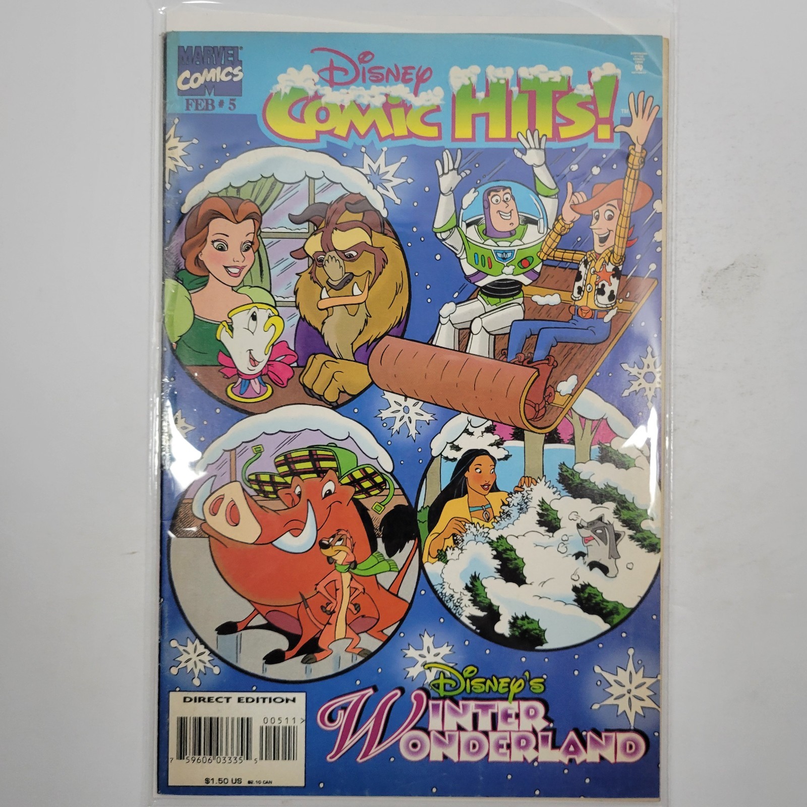 Disney Comic Hits #5 Comic Marvel 1995 Cartoon Toy Story Bestia Belle Pocahontas