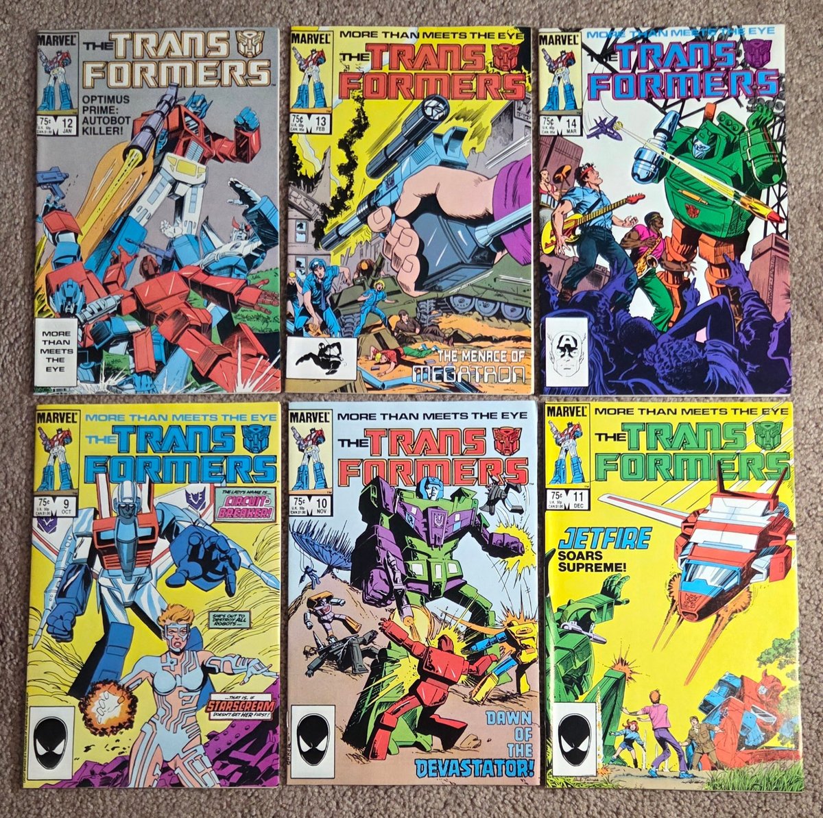 Transformers Lot of 6 #9-14 Marvel Comics 1985-86 - VF/NM to NM-