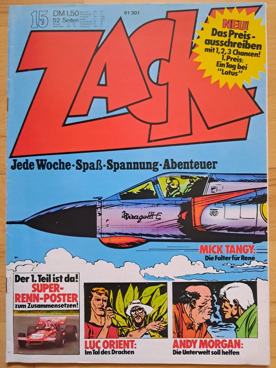 ZACK n.15 del 1973 Luc Orient, Pancho Bomba, Michel Vaillant, Mick Tangy - OTTIMO