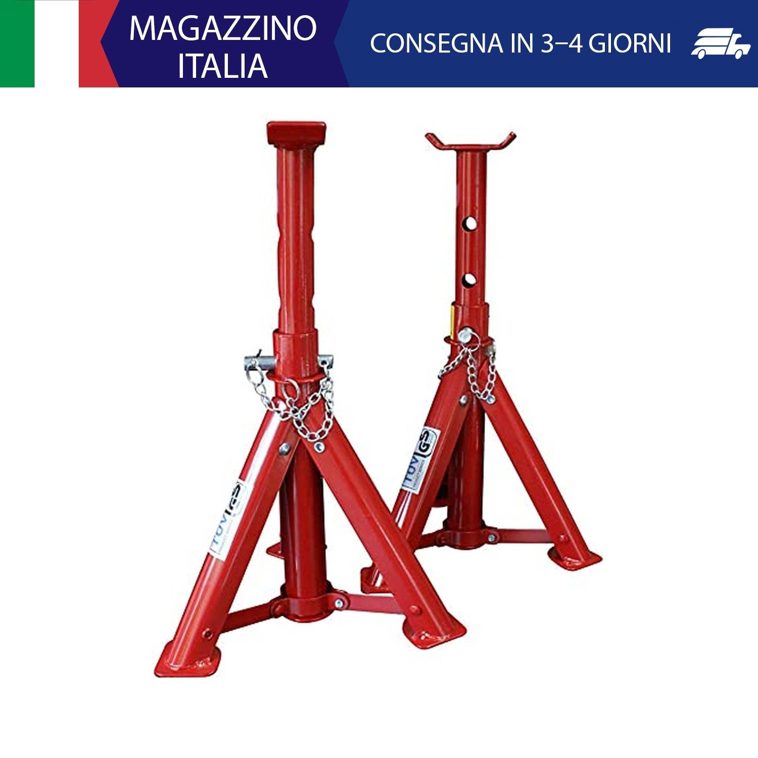 kippen 1167A1 Coppia di Cavalletti per Auto con Portata Max 2000 kg, Rosso