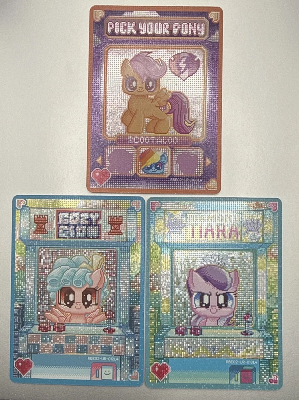 My Little Pony Kayou UR Holo Lot 3 Scootaloo Cozy Glow Diamond Tiara RBE02 NEW