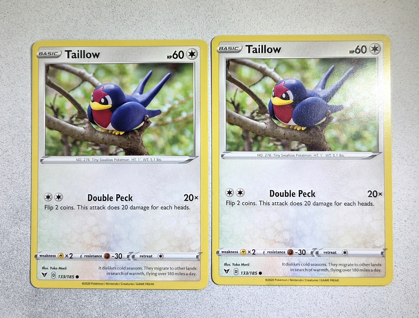 Taillow 133/185 Pokemon Common Vivid Voltage Near Mint Lotto di 2 (#P003)