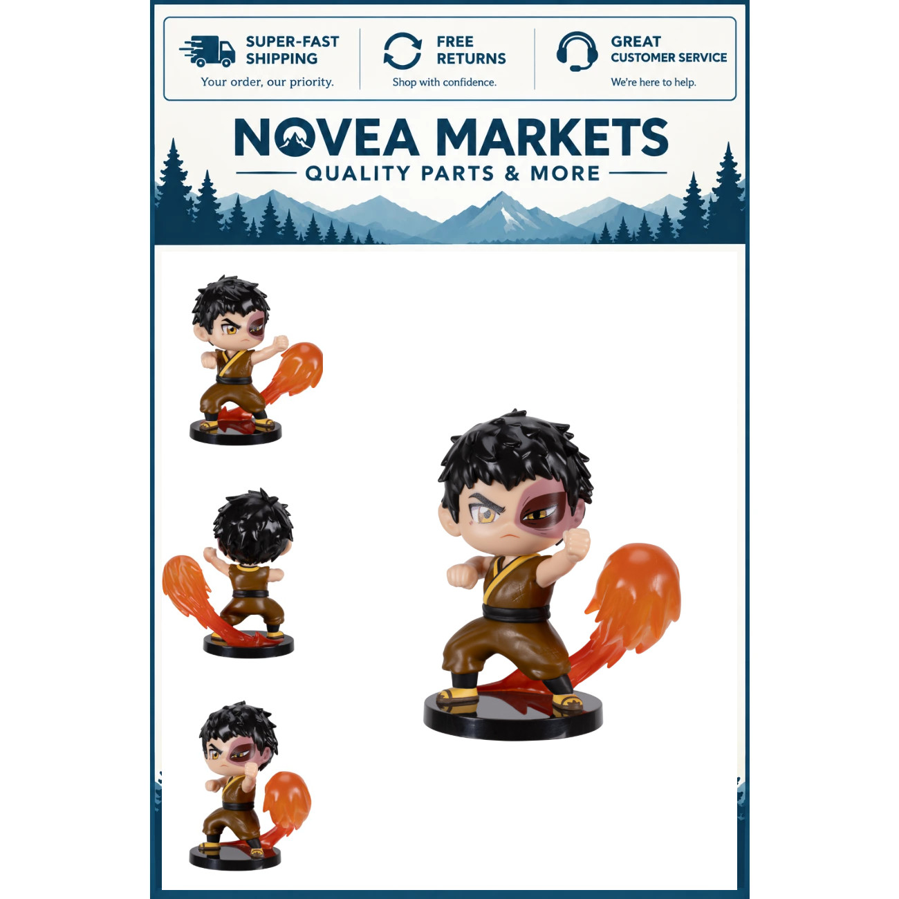 Minifigure Zuko 4 pollici - Kawaii Style Avatar: The Last Airbender da collezione con