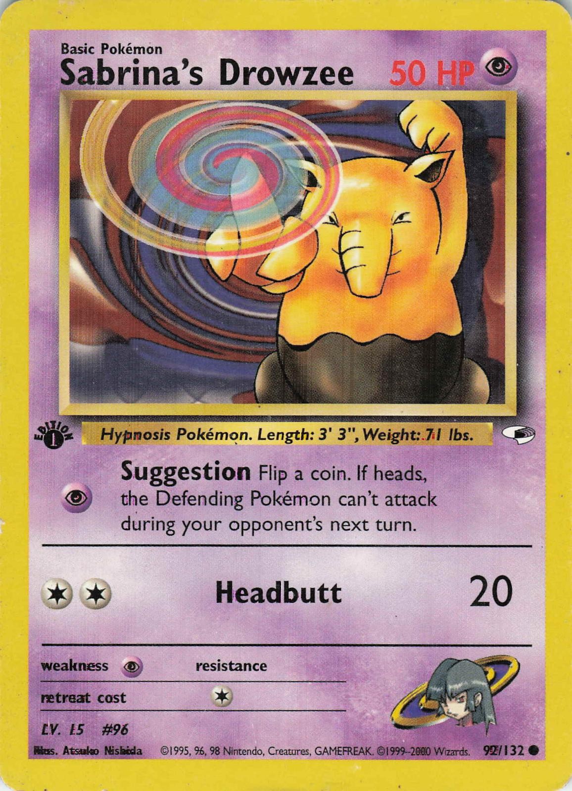 Sabrina's Drowzee 92/132 1° Edizione Eroi Palestra Comune Pokemon MP