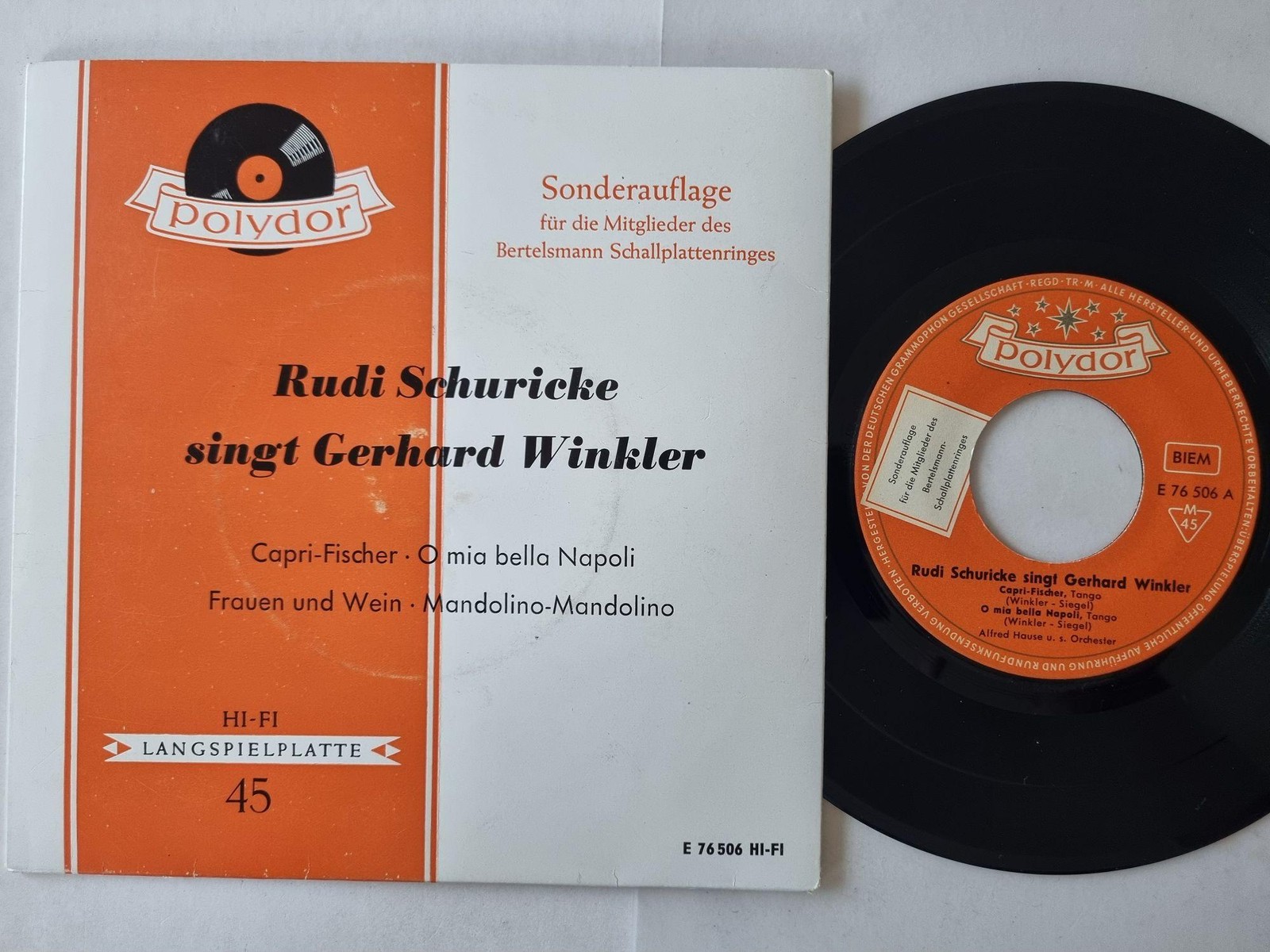 Rudi Schuricke - Singt Gerhard Winkler/ Capri-Fischer 7'' Vinyl EP Germany