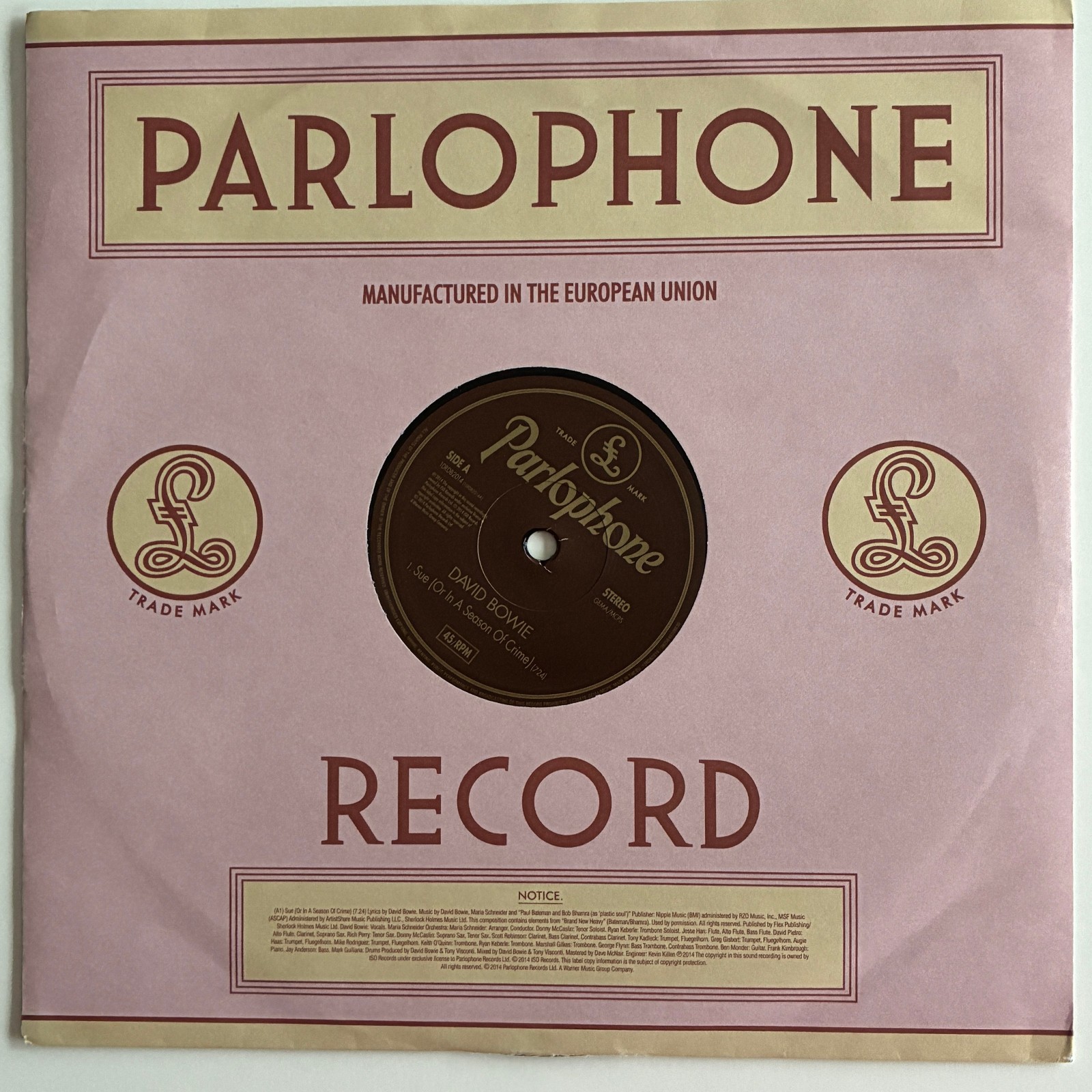 David Bowie 10" Vinyl Single - Sue (Or In A Season Of Crime)