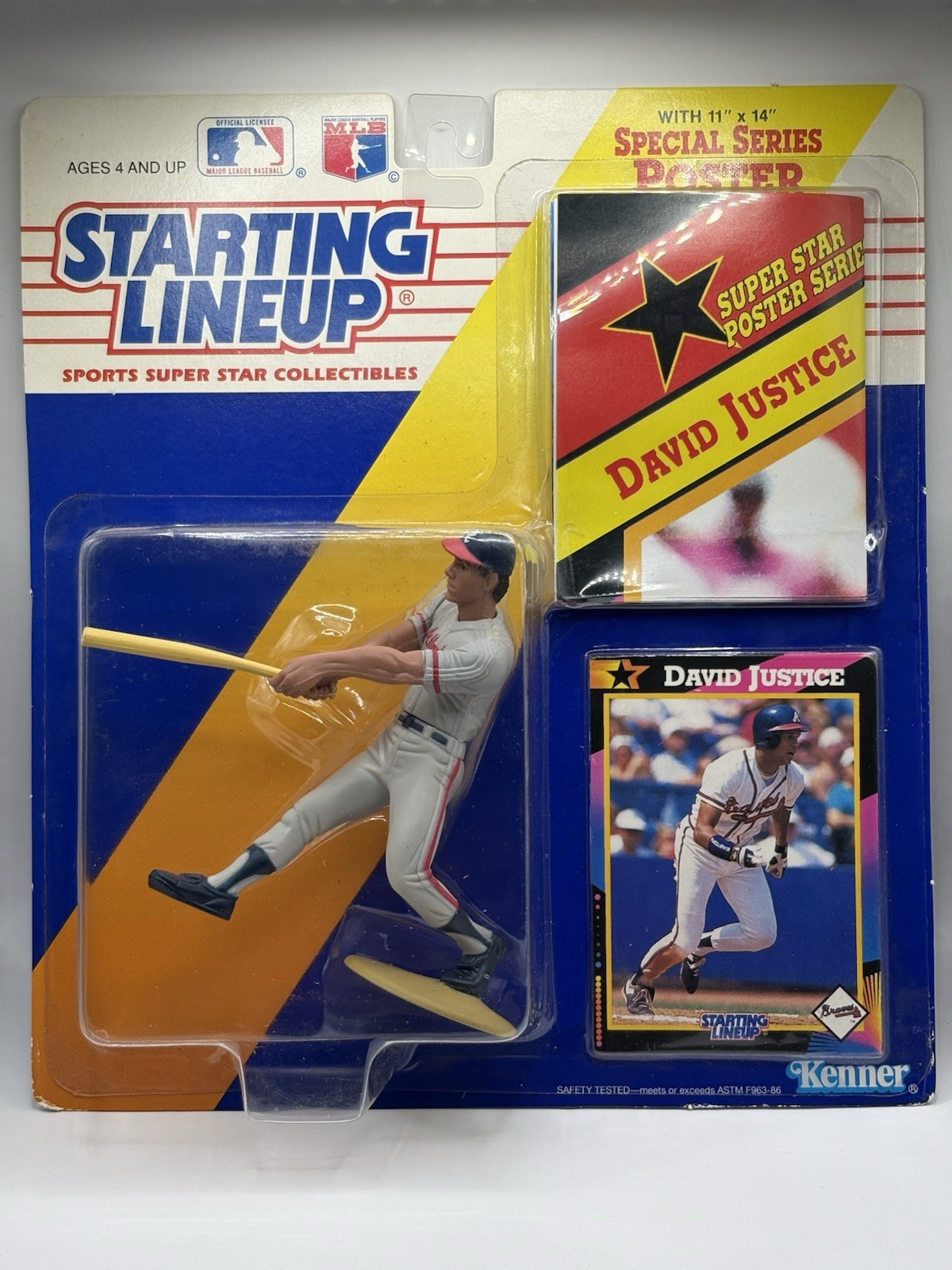 Figurina, cartolina e poster 1992 Starting Lineup David Justice Atlanta Braves *PULITO*