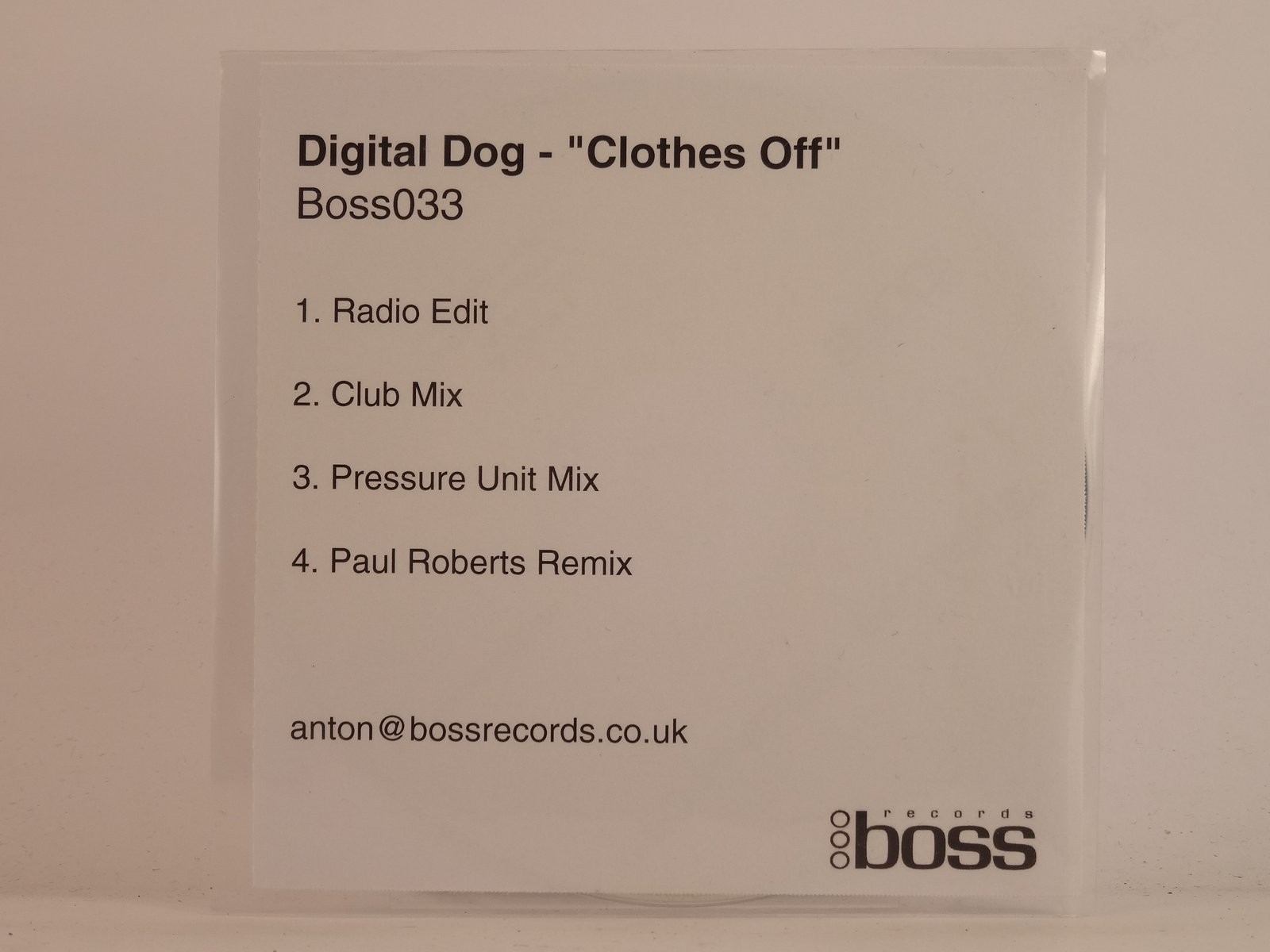 DIGITAL DOG CLOTHES OFF (D62) 4 Track Promo CD Single including White Sleeve BOS