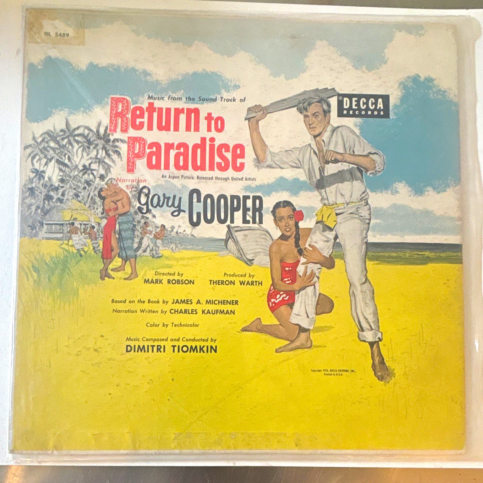 Decca Return to Paradise Vinyl LP Soundtrack Dimitri Tiomkin DL 5489