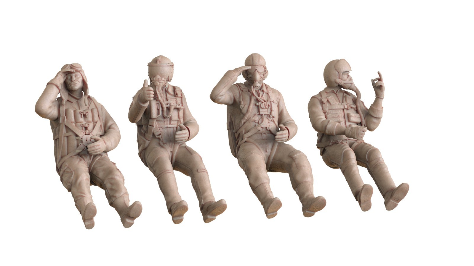 Modern Military Pilot Figures Japanese WW2 Italian French US 3D Printed