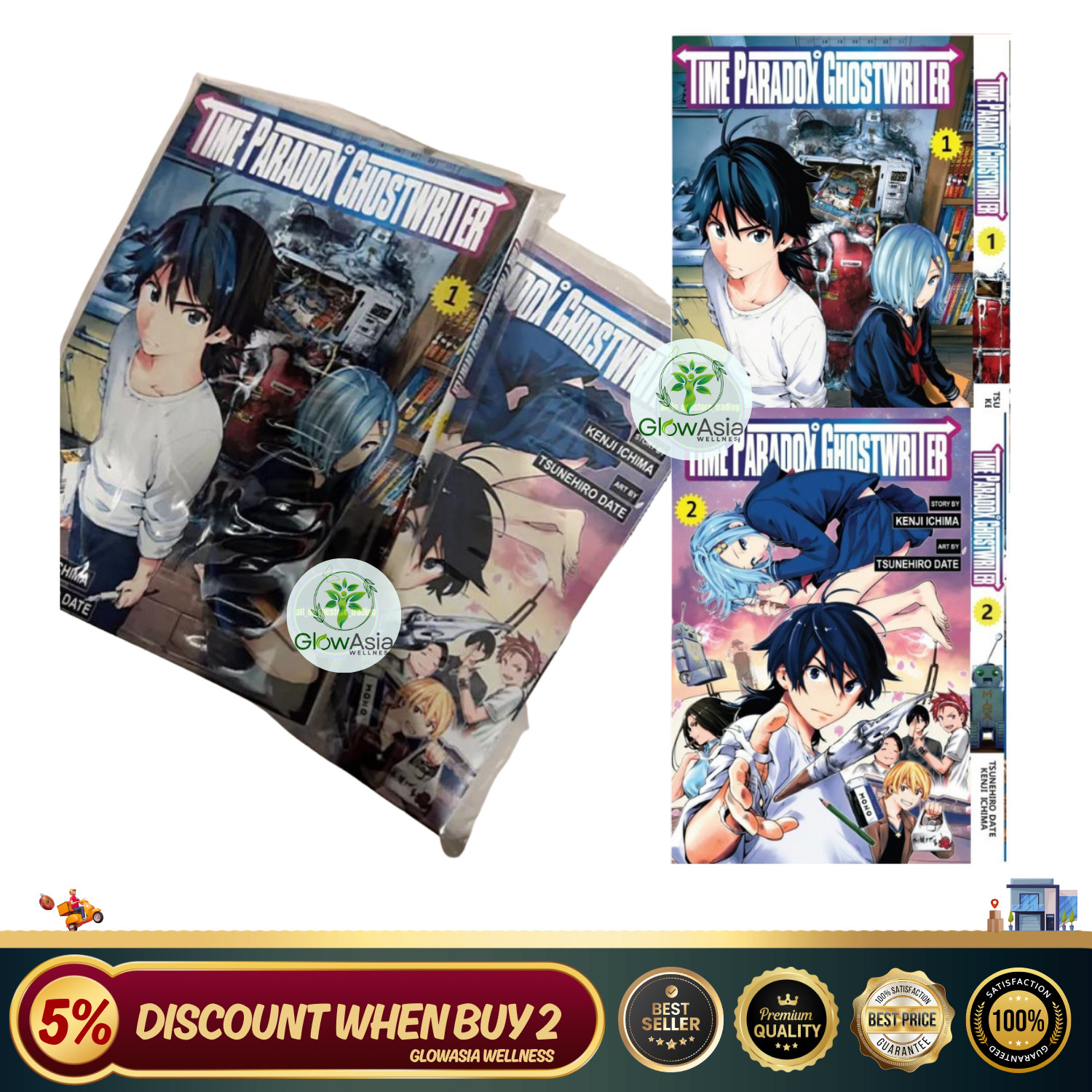 Time Paradox Ghostwriter Manga Inglese (Vol.1-2) KL Set Completo Fumetto Kenji Ichima