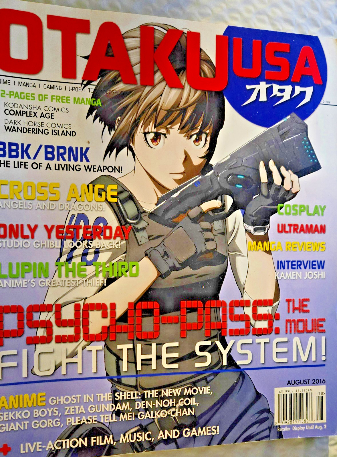 OTAKU USA Magazine Agosto 2016 Psycho-Pass Fight The System Anime Vedi Foto!