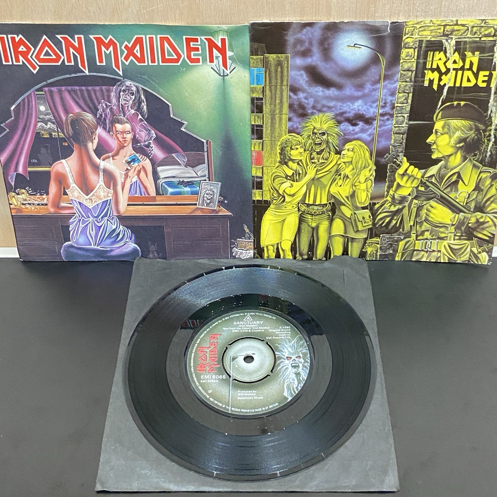 Iron Maiden 7” Vinyl Single Bundle x 3 Sanctuary Women In Uniform Twilight Zone