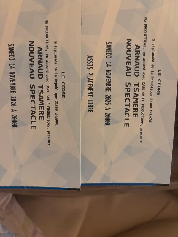 2 places de spectacle Arnaud Tsamere - Dijon