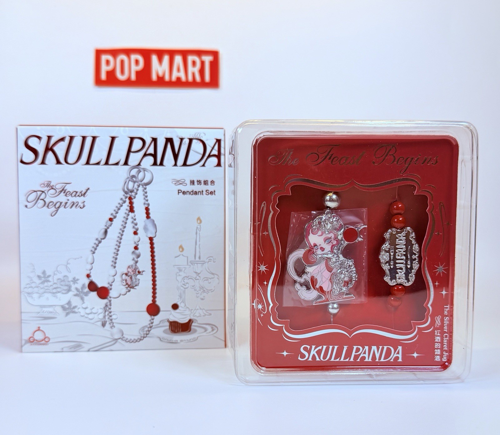 Popmart Skullpanda The Feast Begins set ciondolo brocca argento chiaro stesso giorno post