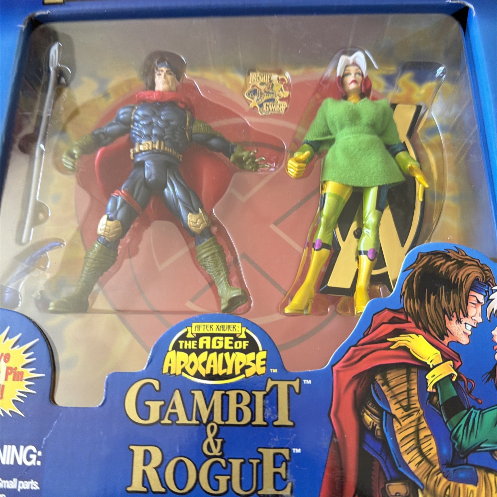 Marvel’s Famous Couples Gambit & Rogue Action Figure 1997 Toy Biz Vintage NUOVO