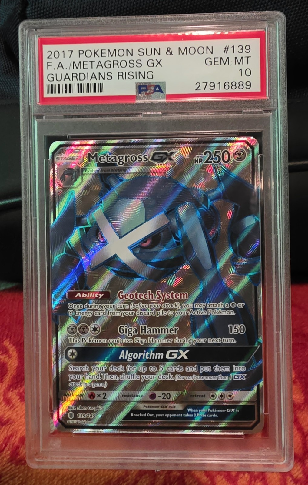 METAGROSS GX 2017 POKEMON GUARDIANS RISING Set 139/145 FULL ART PSA 10 