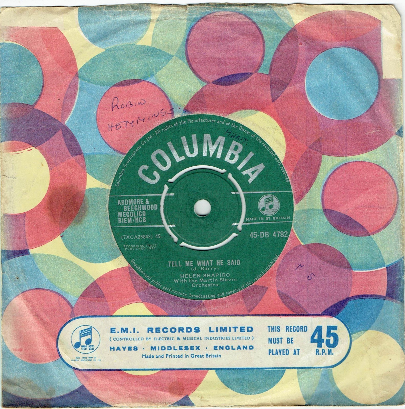 Helen Shapiro - Tell Me What He Said/I Apologise DB4782 VG+ Hear It!
