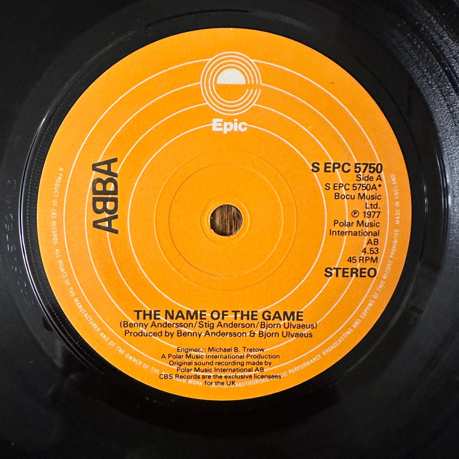 ABBA – The Name Of The Game 7" Single 1977 Epic Pop Disco 45 RPM UK