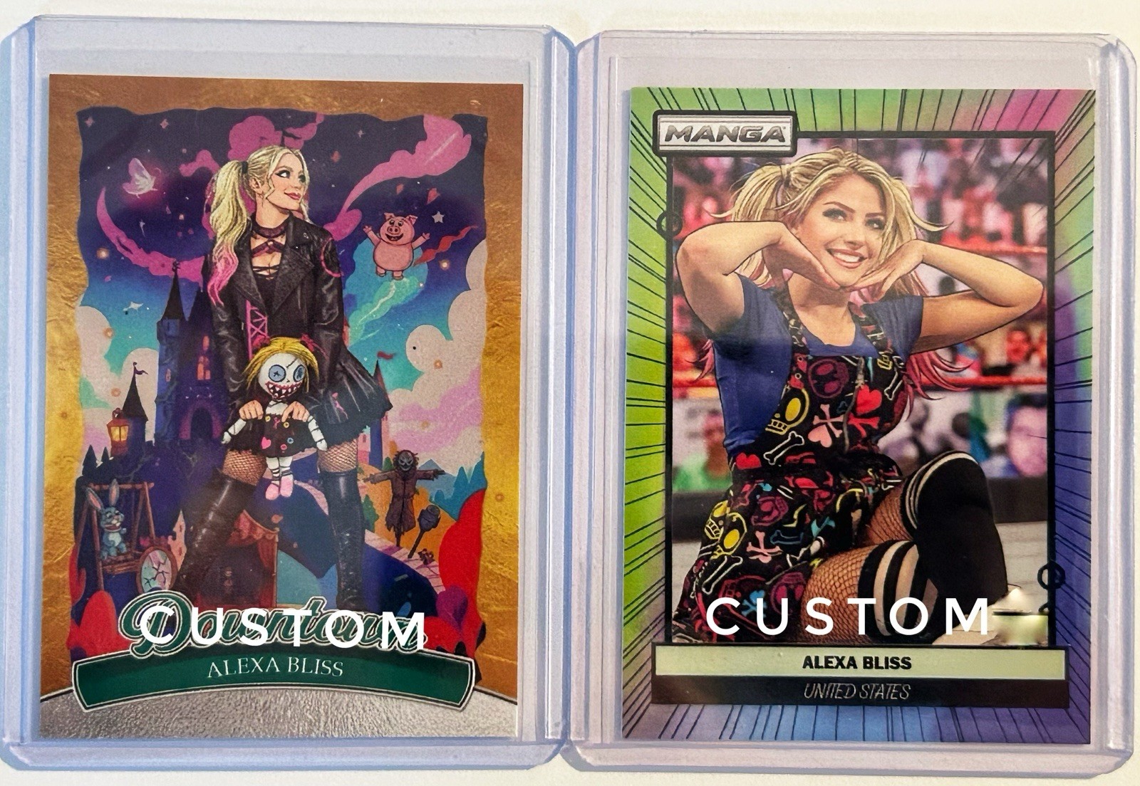 Lotto carte wrestling personalizzate Alexa Bliss (2 carte) manga Wonderland fan set