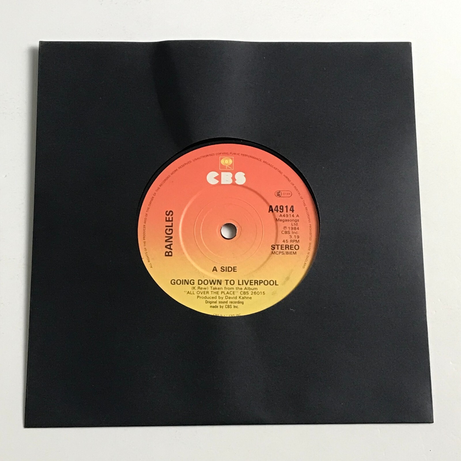 The Bangles - Going Down To Liverpool 7" Vinyl Record - A 4914  EX